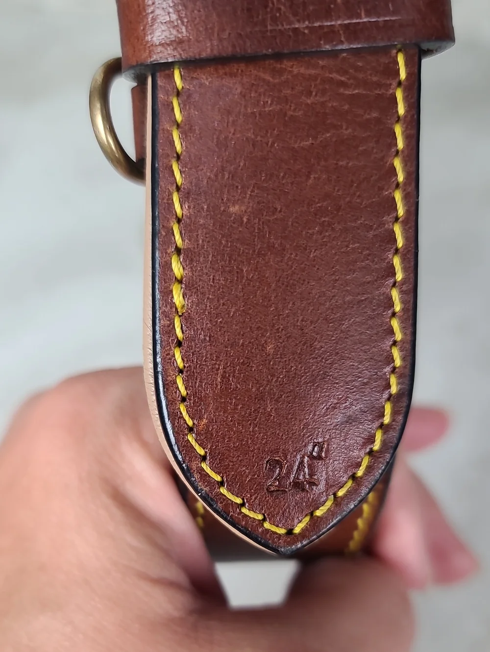Soft Touch Collars Two-Tone Brown Leather Belt-Style Dog Collar Brass Buckle 24